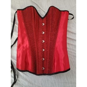 Red Glitter Laceup Corset